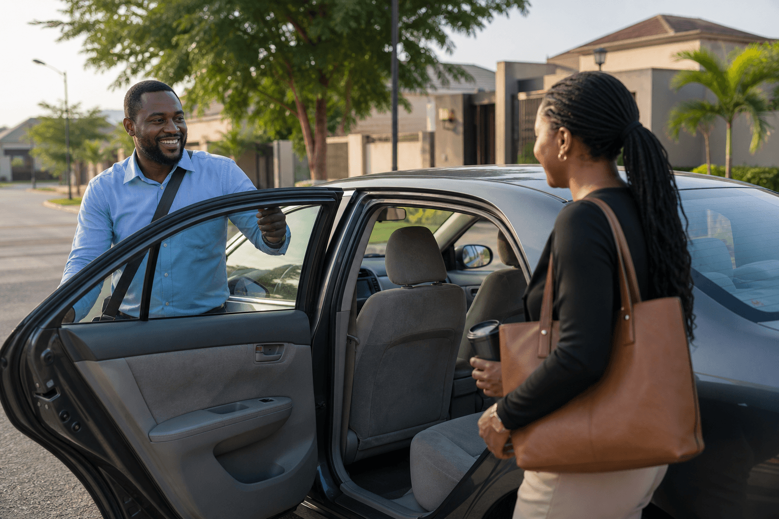 Driver preparing empty seats for verified neighbours